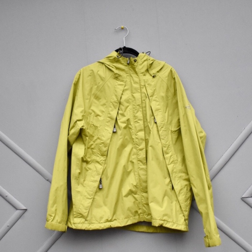 Women’s yellow north face rain jacket large